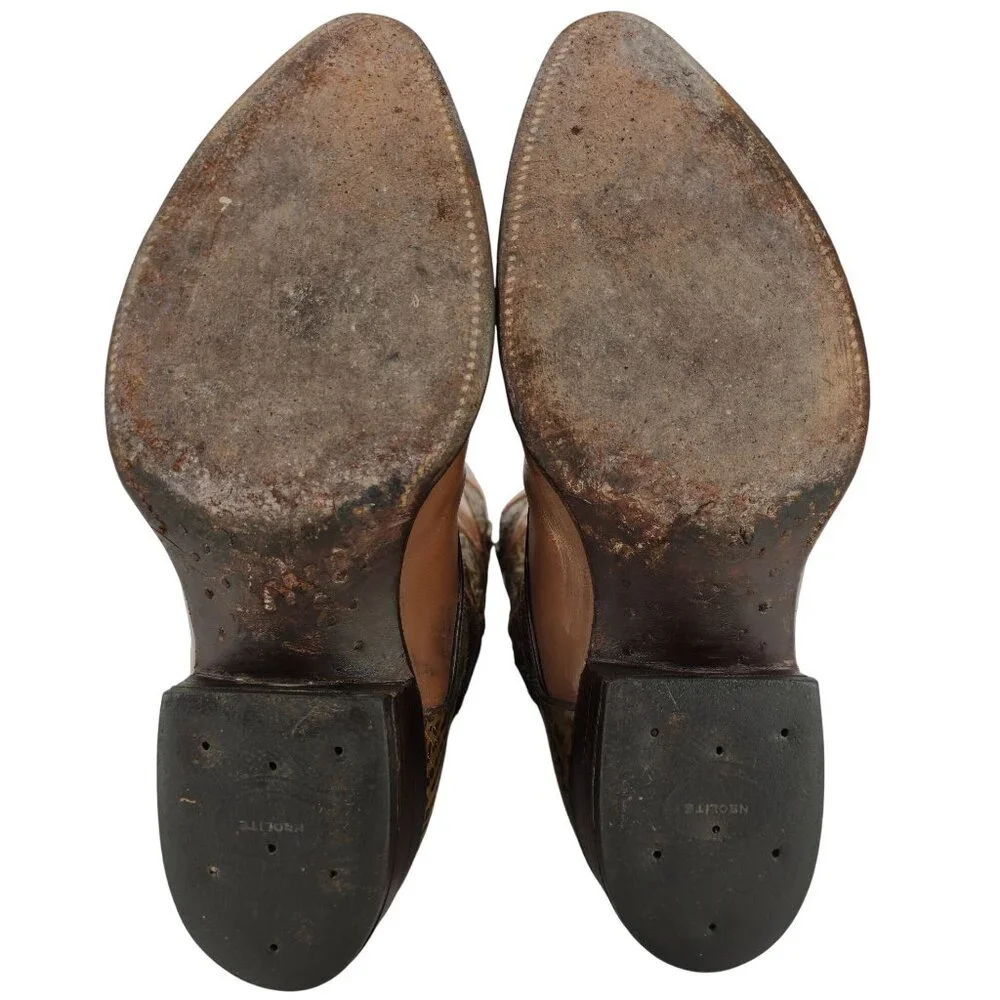 Vintage Nocona Boots Exotic Shark skin + Leather Diamond Patchwork Cowboy Men 9D - Picture 6 of 14